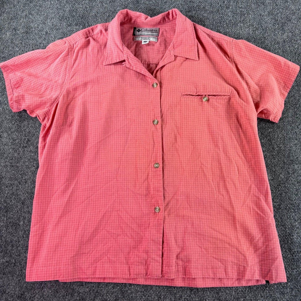 Columbia‎ Button Up Shirt Womens XL Coral Pink GRT Short Sleeve XL7008 Hiking